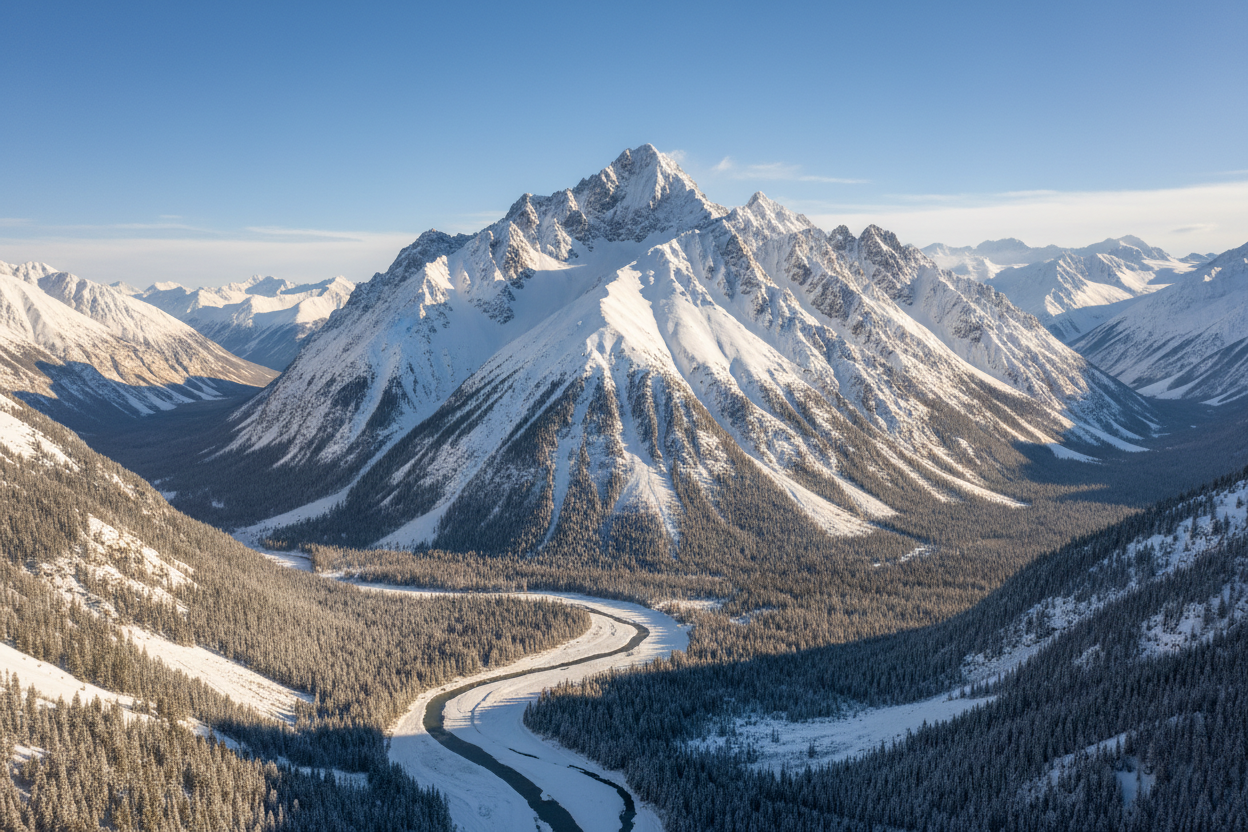 Real snowy mountains